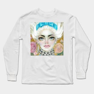 Marie Antoinette with Blue Bow Long Sleeve T-Shirt